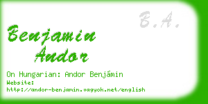 benjamin andor business card