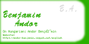 benjamin andor business card